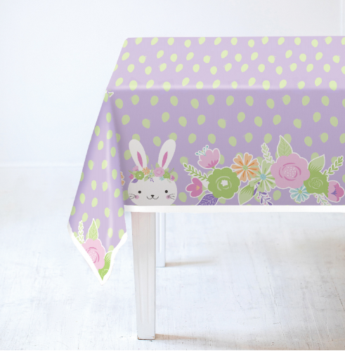 Easter Green Bunny Purple Lace Party Tablecloth EASC0033